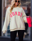 Beige Sherpa HOWDY Patched Pullover Sweatshirt - Toi ‘n’ Moi Ltd