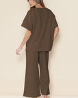 Black Textured Loose Fit T Shirt and Drawstring Pants Set - Toi ‘n’ Moi Ltd