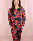 Black Plus Size Printed Long Sleeve and Pants Lounge Set - Toi ‘n’ Moi Ltd