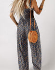 Black Floral Square Neckline Stretch High Waist Jumpsuit - Toi ‘n’ Moi Ltd