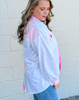 Bonbon Color Block Chest Pockets Half Button Plus Size Sweatshirt - Toi ‘n’ Moi Ltd