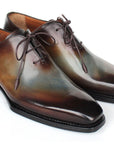 Paul Parkman Men's Brown & Blue Patina Goodyear Welted Wholecut Oxfords (ID