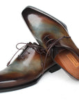 Paul Parkman Men's Brown & Blue Patina Goodyear Welted Wholecut Oxfords (ID