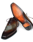 Paul Parkman Men's Brown & Blue Patina Goodyear Welted Wholecut Oxfords (ID