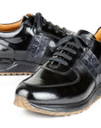Paul Parkman Men's Black Polished Leather Sneakers (ID