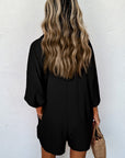 Black Half Button Collared Loose Romper - Toi ‘n’ Moi Ltd