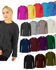 Women Long Sleeve Chunky Cable Knitted Crew Neck Winter Sweater Jumper Top - Toi ‘n’ Moi Ltd