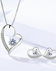 925 Sterling Silver Crystal Heart Pendant Necklace Stud Earrings Womens Gift - Toi ‘n’ Moi Ltd