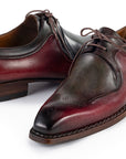 Paul Parkman Men's Hand-Welted Green & Brown Leather Derby Shoes (ID