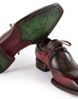 Paul Parkman Men's Hand-Welted Green & Brown Leather Derby Shoes (ID