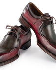 Paul Parkman Men's Hand-Welted Green & Brown Leather Derby Shoes (ID