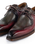 Paul Parkman Men's Hand-Welted Green & Brown Leather Derby Shoes (ID