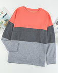 Black Crew Neck Colorblock Plus Size Sweashirt - Toi ‘n’ Moi Ltd