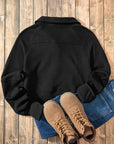 Black Fleece Lined Zip Up Stand Collar Thumbhole Sleeve Sweatshirt - Toi ‘n’ Moi Ltd
