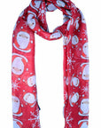 Womens Ladies Christmas Festive Scarf Santa Claus Snowman Print Winter Gifts UK - Toi ‘n’ Moi Ltd
