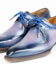 Paul Parkman Men's Hand-Welted Pink & Navy Leather Derby Shoes (ID