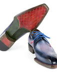 Paul Parkman Men's Hand-Welted Pink & Navy Leather Derby Shoes (ID