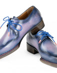 Paul Parkman Men's Hand-Welted Pink & Navy Leather Derby Shoes (ID