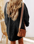 Black Cable Knit Drop Shoulder Loose Fit Sweater Dress - Toi ‘n’ Moi Ltd