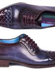 Paul Parkman Woven Leather Captoe Oxfords Navy & Purple (ID