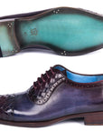 Paul Parkman Woven Leather Captoe Oxfords Navy & Purple (ID