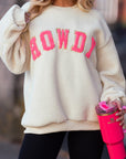 Beige Sherpa HOWDY Patched Pullover Sweatshirt - Toi ‘n’ Moi Ltd