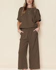 Black Textured Loose Fit T Shirt and Drawstring Pants Set - Toi ‘n’ Moi Ltd