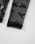 Black Dotted Bow Pattern Mesh Long Sleeve Top - Toi ‘n’ Moi Ltd