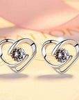 Women Crystal Heart Swirl Stud Earrings 925 Sterling Silver Jewellery Gift UK - Toi ‘n’ Moi Ltd
