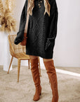 Black Cable Knit Drop Shoulder Loose Fit Sweater Dress - Toi ‘n’ Moi Ltd