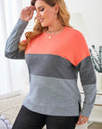 Black Crew Neck Colorblock Plus Size Sweashirt - Toi ‘n’ Moi Ltd