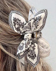 Black Paisley Floral Print Bow Knot Hair Clip - Toi ‘n’ Moi Ltd