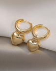 Charm Gold Heart Drop Dangle Hoop Earrings Women Girls Jewellery Gift UK - Toi ‘n’ Moi Ltd