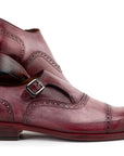 Paul Parkman Men's Cap Toe Monkstrap Shoes Burgundy (ID