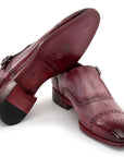 Paul Parkman Men's Cap Toe Monkstrap Shoes Burgundy (ID