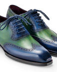 Paul Parkman Goodyear Welted Men's Wingtip Oxfords Blue & Green (ID