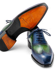 Paul Parkman Goodyear Welted Men's Wingtip Oxfords Blue & Green (ID