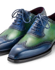 Paul Parkman Goodyear Welted Men's Wingtip Oxfords Blue & Green (ID