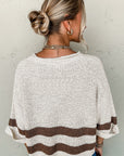 Brown Stripe Cropped Drop Sleeve Sweater - Toi ‘n’ Moi Ltd