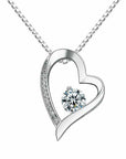 925 Sterling Silver Crystal Heart Pendant Necklace Stud Earrings Womens Gift - Toi ‘n’ Moi Ltd