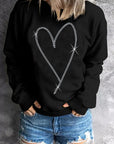 Black Rhinestone Heart Pattern Valentines Fashion Sweatshirt - Toi ‘n’ Moi Ltd