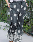 Black Plus Size Geometric Ethnic Print Drawstring Wide Leg Pants - Toi ‘n’ Moi Ltd