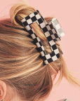 Black Checkered Print Hollow Out Hair Clip - Toi ‘n’ Moi Ltd
