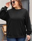Black Loose Patchwork Crewneck Plus Size Sweatshirt - Toi ‘n’ Moi Ltd