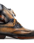 Paul Parkman Goodyear Welted Men's Wingtip Oxfords Camel & Navy (ID