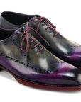 Paul Parkman Goodyear Welted Men's Wingtip Oxfords Purple & Grey (ID