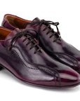 Paul Parkman Handmade Lace-Up Casual Shoes For Men Purple Burnished (ID