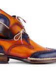 Paul Parkman Norwegian Welted Wingtip Men's Dress Shoes Blue & Camel (ID