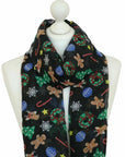Womens Ladies Christmas Festive Scarf Santa Claus Snowman Print Winter Gifts UK - Toi ‘n’ Moi Ltd