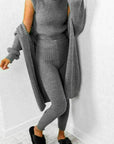 Womens 3 Piece Suit Roll Neck Chunky Knitted Tracksuit Ladies Rib Loungewear Set - Toi ‘n’ Moi Ltd